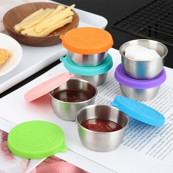 40 мл чашка для соуса из нержавеющей стали, герметичная силиконовая крышка, многоразовый контейнер для ланча, держатель для приправ, не содержащий BPA