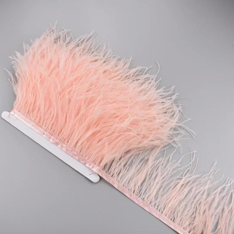Feather1Meter Страусиные перья на ленте 10-15 см Белая перьевая бахрома-кисточки Отделка Боа Швейные принадлежности Аксессуары для одежды Свадьба