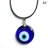 Retro Jewelry Round Shape Devil'S Eye Necklace Lucky Blue Eye Glass Pendant Necklace Accessories Simplicity Wax Thread Necklace Gift For Girls
