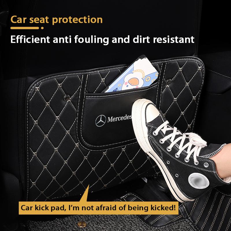VFO1 Car Seat Back Anti Kick Mats Seatback Pad Protectors Cover Leather Interior For Mercedes Benz AMG A/B/C/E/S Class W203 W211 W212