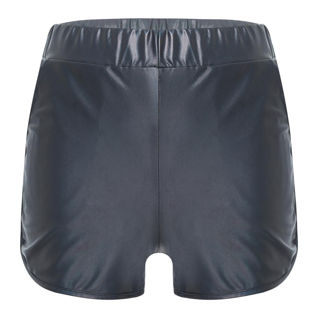 Мужские облегающие шорты с металлическим отливом и боковыми карманами для занятий йогой и мероприятий в ночном клубе