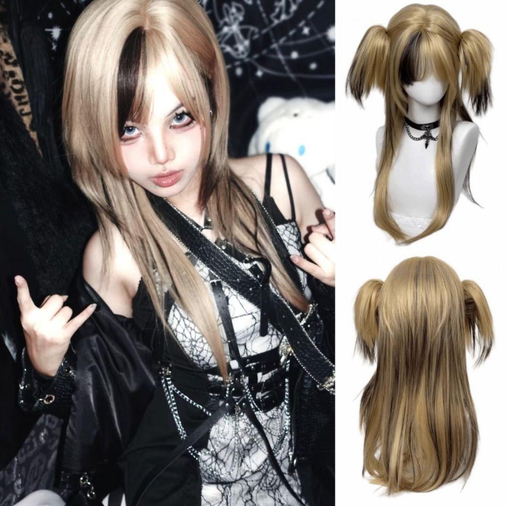 Synthetic Ombre Blonde Black Layered Wig Double Ponytail Cosplay Lolita Wigs Halloween