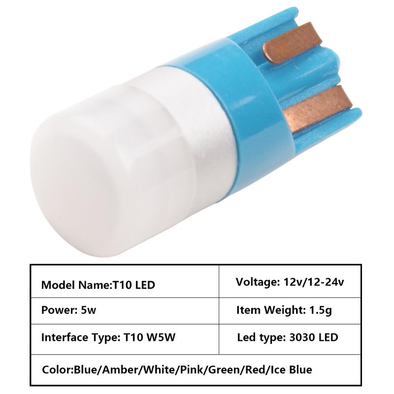 10Pcs Super Bright 3030 SMD T10 LED W5W Car dome Light Auto Clearance Reading Lamp 12 Vehicle Door Bulb Accessories White 6000K