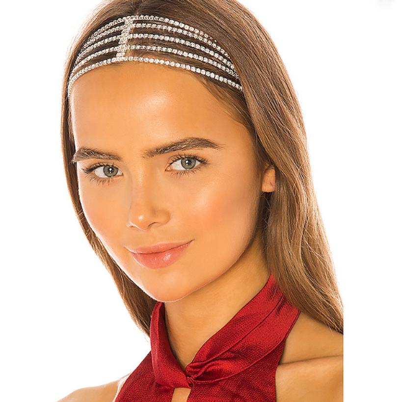 Multilayer Elastic Hairband for Women Lolita Jewel Rhinestone Chain Bead Headband Bridal Hair Accessories 2021 #0689