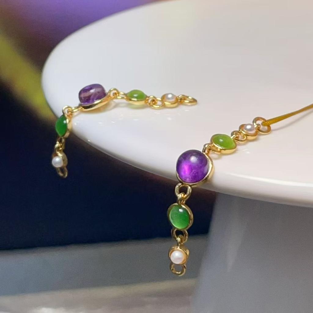 5 шт., Подвеска-кристалл для исцеления ауры, Богемные натуральные аметистовые шармы для изготовления ювелирных изделий, Аксессуары для ожерелий и браслетов, Подвесной декор 6×40 мм