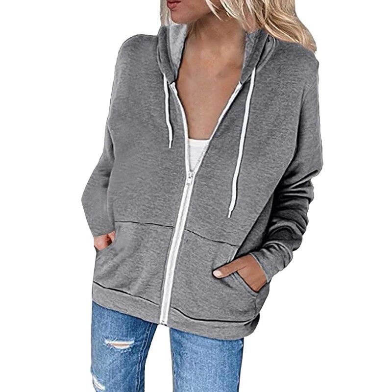 Осенняя женская куртка с капюшоном на молнии на шнурке, толстовка с капюшоном, верхняя одежда, пальто с капюшоном, джемпер с длинными рукавами, топы, спортивная одежда с карманами