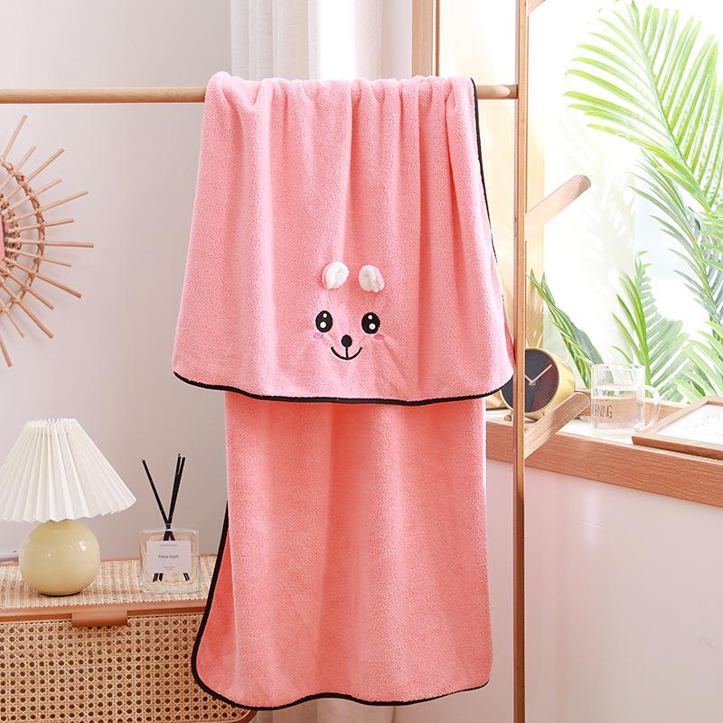 Быстросохнущее полотенце для купания с милым мультяшным принтом для младенцев - мягкое, впитывающее, толстое, коралловый флис