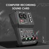Audio Interface Professional Recording Sound Card 16bit 48kHz Mini USB Audio Interface Sound Card 2 In & 2 Out with 48V