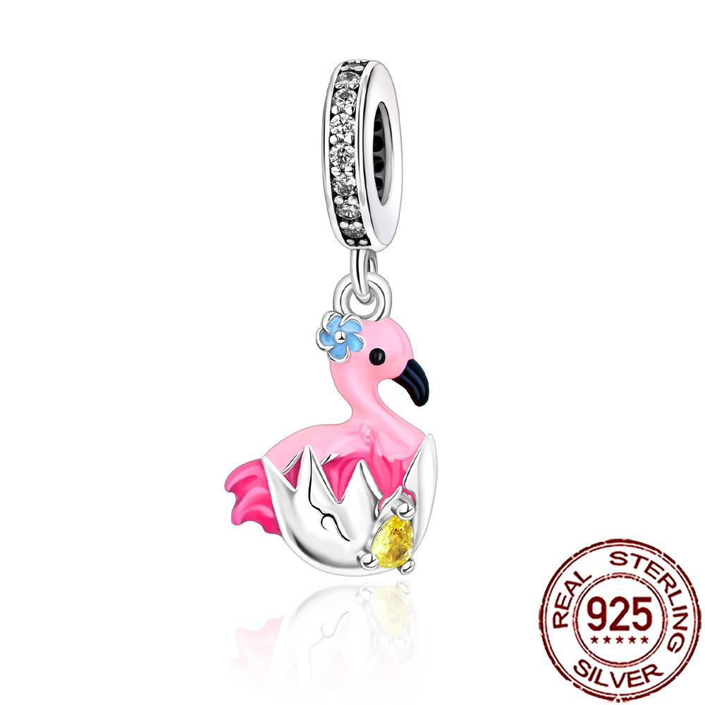New Charms 925 Silver Cat Dog Flamingo Chameleon Axolotl Animal Beads Fit Bracelet Necklace Women DIY Jewelry