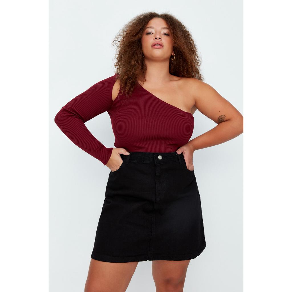 Черная джинсовая юбка трапециевидной формы с высокой талией Tbbaw23az00042