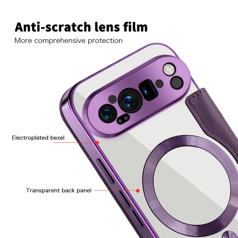 Business Flip Leather Matte Armor Shell For Magsafe Magnetic Phone Cases For Google Pixel 10 9 Pro XL 8A 7A Clear Plating Cover