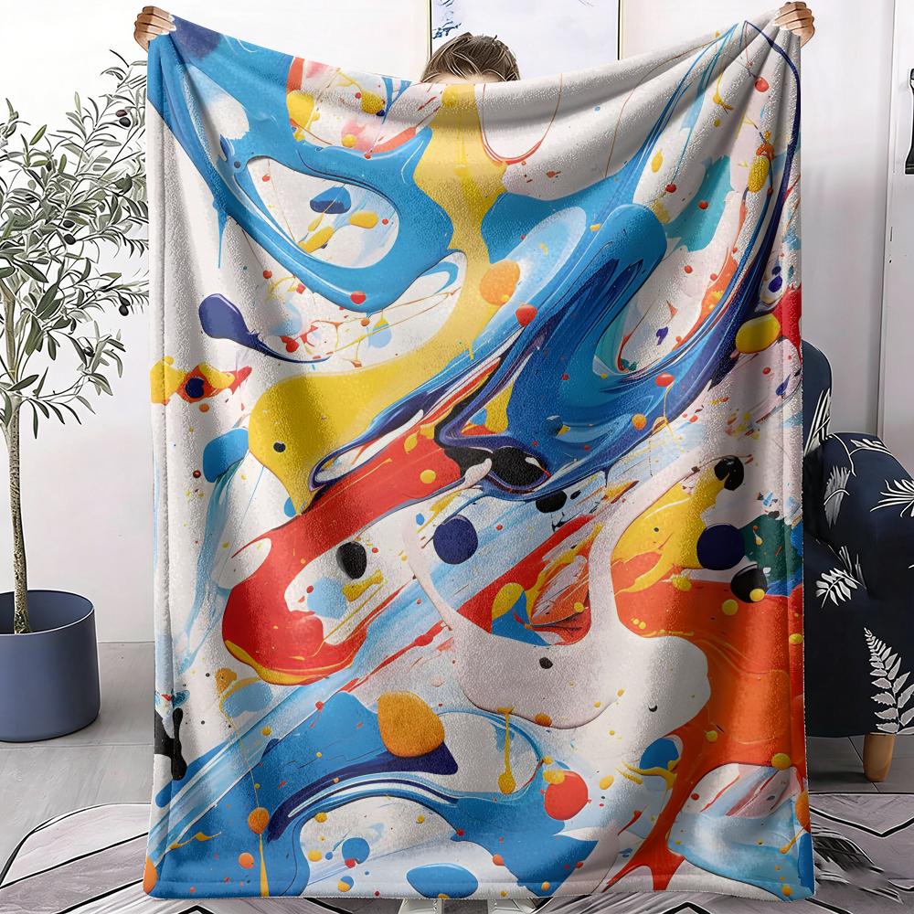 Abstract Paint Swirl Throw Soft Flannel AC Blanket Lightweight Summer Nap Throw Cozy Blanket for Sofa Bed Travel Home