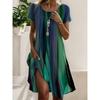 Summer Literary Ethnic Style Large Round Neck Mid-Length Dresses