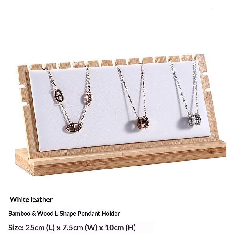 Bamboo and Wood Necklace Display Stand, Pendant Stand, L-shaped Vertical Jewelry Stand, Removable Jewelry Display Board, Jewelry Display Props