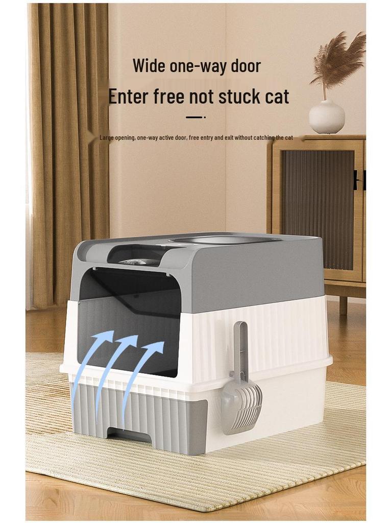 Large Enclosed UV-Sterilizing Cat Litter Box with Drawer