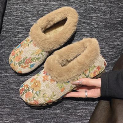 Модные зимние новые хлопковые сапоги на плоской подошве, женские модные туфли с круглым носком и глубоким вырезом, с мягкой подошвой и нескользящей подошвой