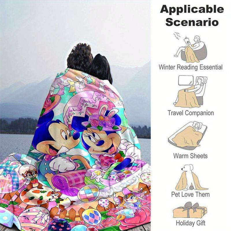 1pc, Mickey and Minnie (7) Home Decor Blanket: A Cozy Flannel Throw for Bedroom, Living Room, Travel, Camping, Car, Beach, Office Naps, Perfect Gift f