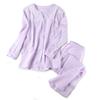 Diosn Long Sleeve Pajama Double Gauze with Plum Embroidery and Open Perfect for and Travel Size M Women's Set, Lace, Front, 100% Cotton, Spring,