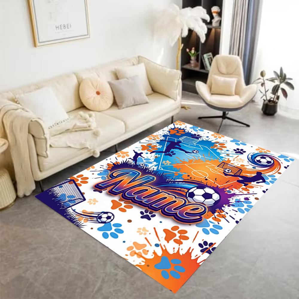 Bluey's Soccer Fun Personalized Text Floor Mat Design for Game Room Playrooms Dormitory Foyer Antislip Carpet Office home decor