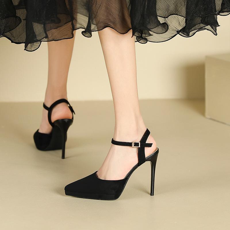8-1 заостренный тонкий каблук черные туфли на высоком каблуке женские летние новые туфли-лодочки с вырезом на мыске водонепроницаемая платформа высокий каблук одинарные туфли