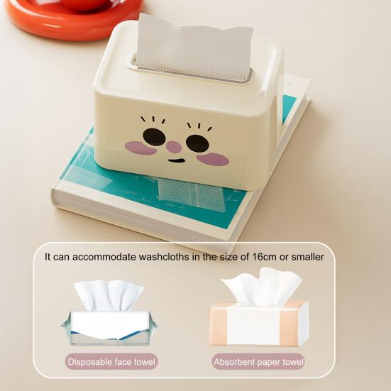 Коробка для салфеток с улыбающимся лицом, милый держатель для салфеток с пружинным механизмом, прямоугольный футляр для салфеток, крышка для коробки салфеток, диспенсер для салфеток для спальни, ванной комнаты, автомобиля