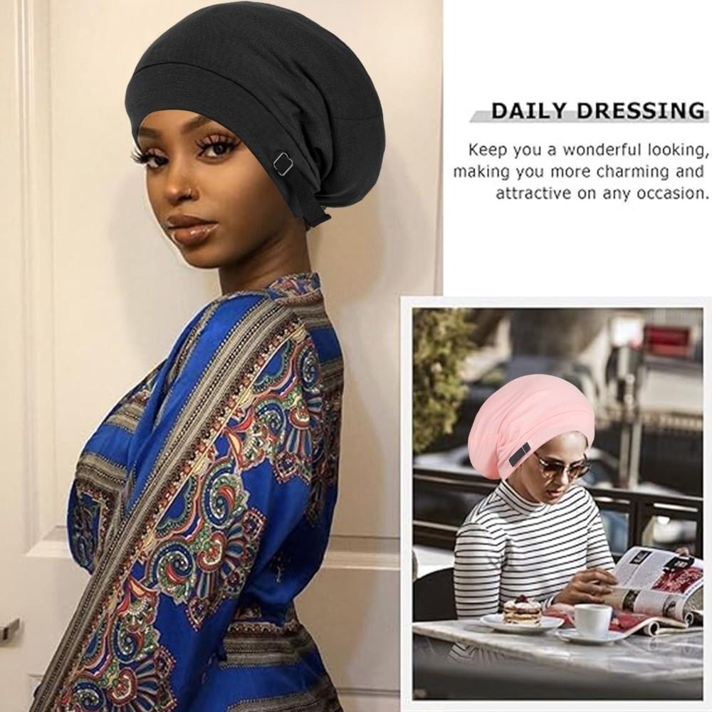 Double Layer Night Sleep Cap Satin Lining Head Wraps Casual Baggy Hat