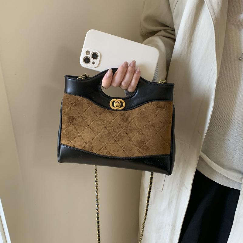 Сумка-цепочка ромбовидной формы женская большой вместимости 2025 новая осенне-зимняя ретро матовая сумка-мессенджер сумка-тоут для поездок на работу