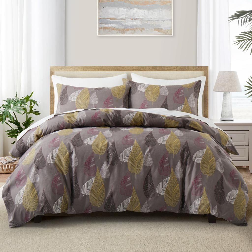 Sage Green Leaves Duvet Cover Full King, Farmhouse Botanical Bedding Set for Girls Teen Garden Plant Leaf Reversible Quilt Cover