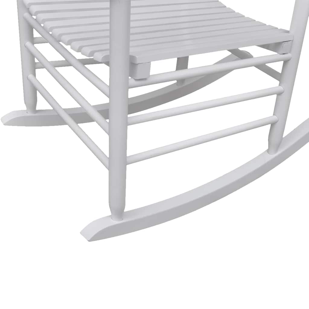 Rocking Chair with Curved Seat Surface White Wood