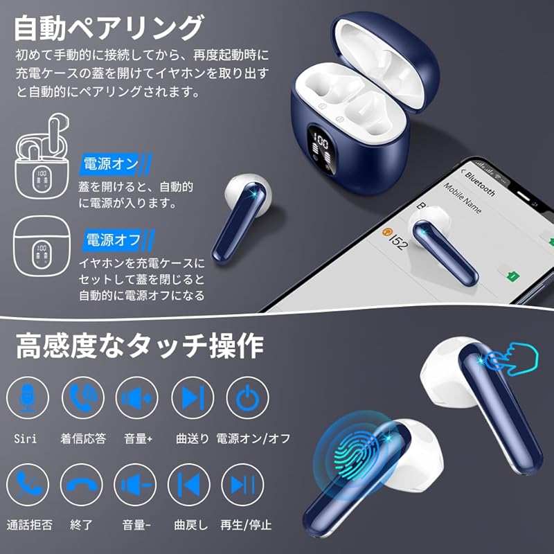 Wireless Earphones Bluetooth 5.3 Up To 50 Hours Playback 2024 New Arrival ENC Noise Canceling Bluetooth Earphones Hi-Fi Sound Quality Comes with
