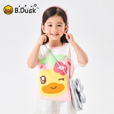 Детская хлопковая футболка с коротким рукавом B.Duck для девочек