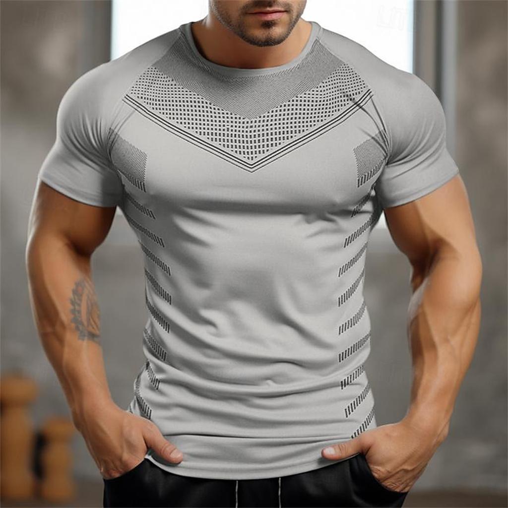 Tight Fitting Sports And Fitness Short Sleeved Round Neck T-Shirt