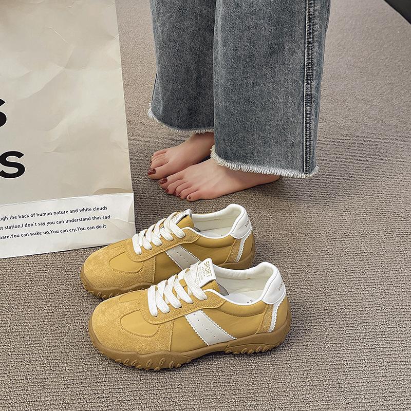 Европейская станция 2025 Весна Повседневная Мягкая кожа Корейское издание На плоской подошве Немецкая спортивная обувь Легкая Нескользящая Мягкая подошва Форрест Гамп Спорт