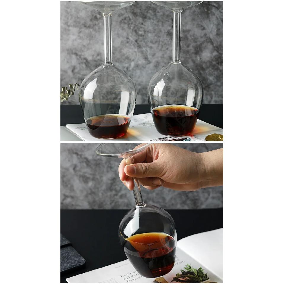 Creative Upside Down Wine Glass 400ML Long Stem Red Wine Cup with Fun Inverted Design Unique Christmas Gift for Wine Lovers