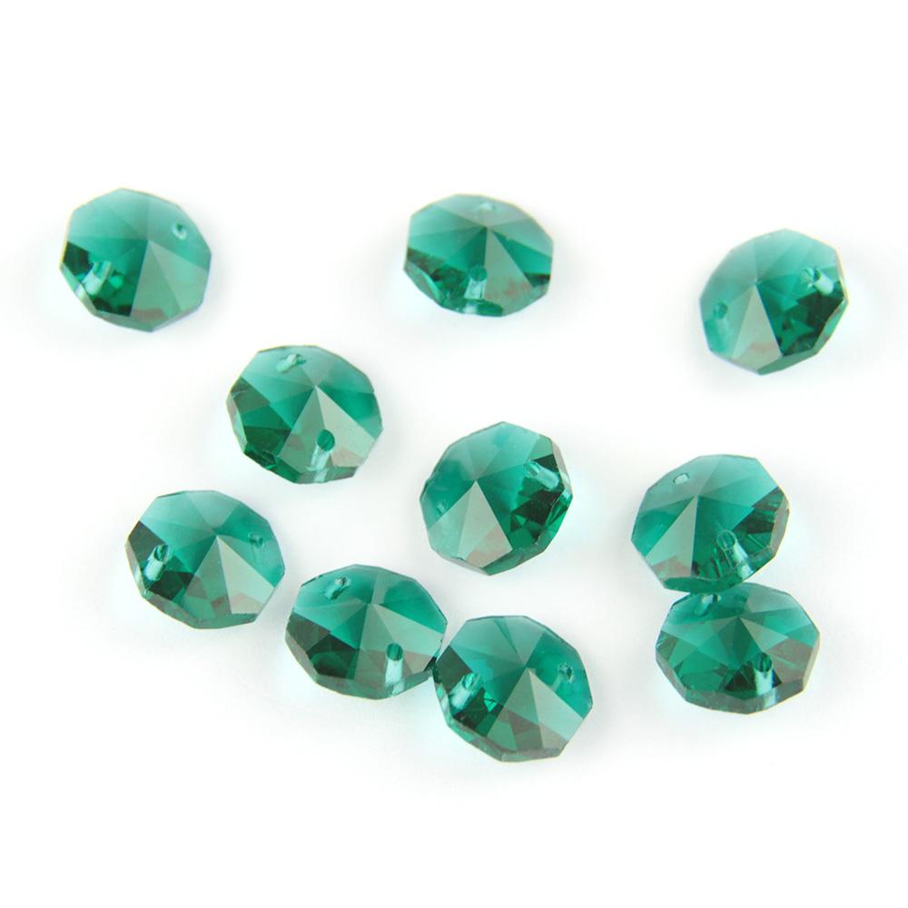 100Pcs 14Mm Crystal Chandelier Parts Glass Octagon Beads In 1 Hole/2 Holes Diy Strand Accessories Sucatchers For Home Decoration