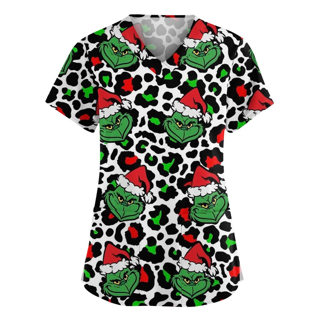 Женская мода V-образный вырез короткий рукав комбинезон с карманами принт топы одежда