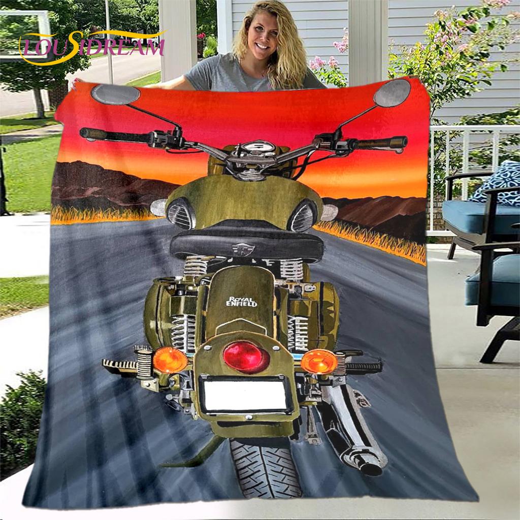 3D Retro Vintage Motorcycle Soft Plush Blanket,Flannel Blanket Throw Blanket for Living Room Bedroom Bed Sofa Picnic Cover Gift