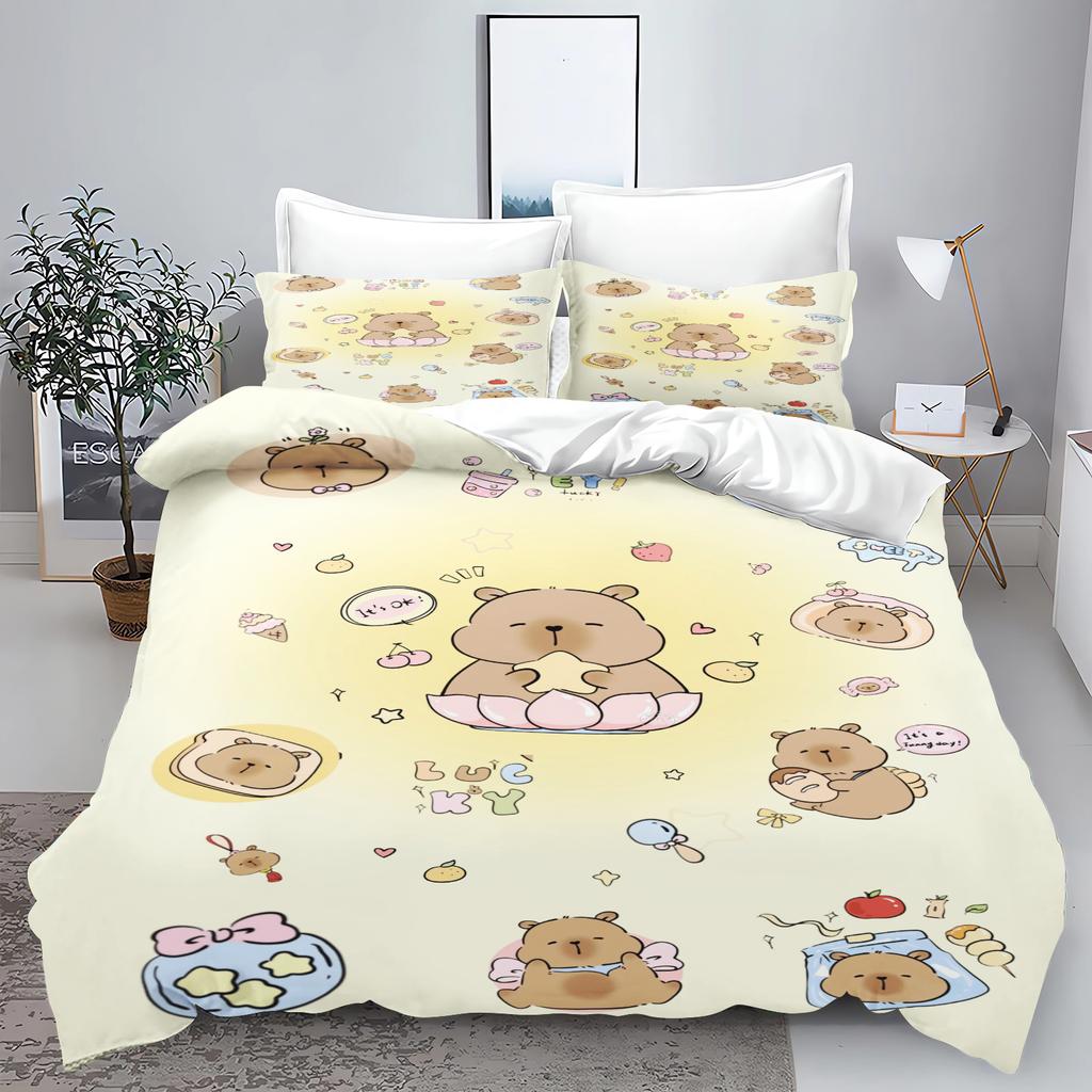 Новый комплект постельного белья с 3D-принтом в виде животных Kawaii Capybara для мальчиков и девочек Twin Queen Size, пододеяльник, наволочка, детская кровать, домашний текстиль для взрослых