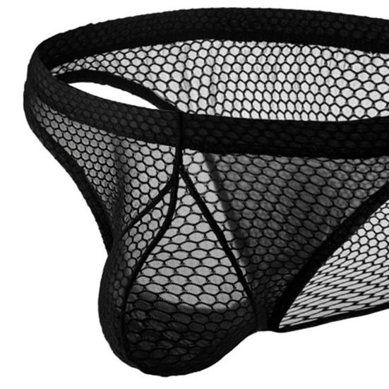 Men Briefs Low Waist Elastic Design Breathable Panties U-Convex Mesh Yarn Design Smooth Wiring Perfect Fit Underwear