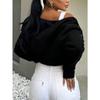 Women's Fashion Casual Solid Color Print Autumn Winter Long Sleeve Hooded Jackets & Coats