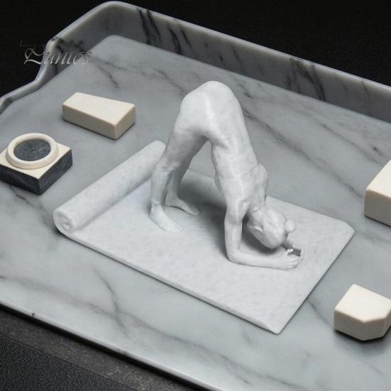 3D-печатная фигурка йоги в форме подставки для телефона, креативная настольная скульптура, текстура под натуральный камень, современное настольное украшение, декоративный элемент,
