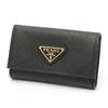 Б/У / PRADA Saffiano Треугольный ключница 1PG004 Кожа Черный/Золотая фурнитура [Б/У]