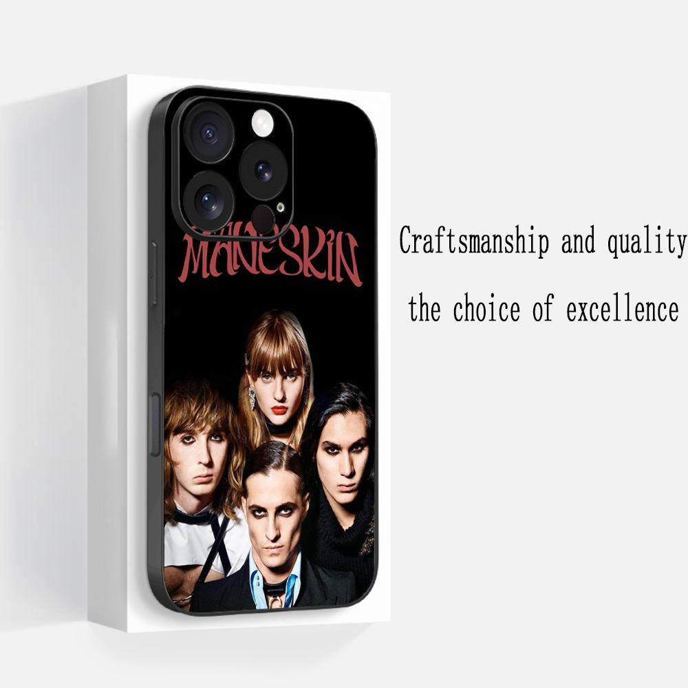 Maneskin крутой дизайн с узором группы Чехол для телефона Для iPhone 16 16e 15 14 13 12 11 Plus Mini Pro Max Мягкий черный Ударопрочный чехол