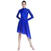Women Sparkly Sequins Modern Lyrical Dance Dress Long Sleeve Irregular Hem Dresses Performance Costume