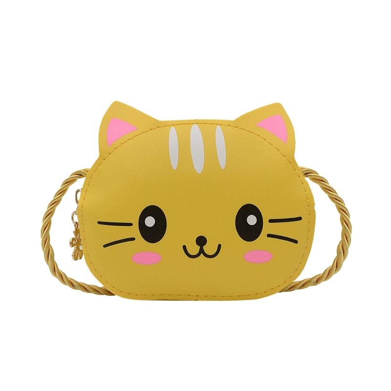 Baby Girls PU Leather Small Shoulder Crossbody Bags Cute Cat Kids Coin Purse Wallet Fashion Children's Mini Handbags