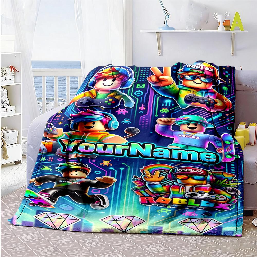 Roblox 423 Personalized Text Blanket Lightweight Customizable Blanket Soft & Cozy for Couch Office Chair Home Decor Picnics Ideal for All Seasons