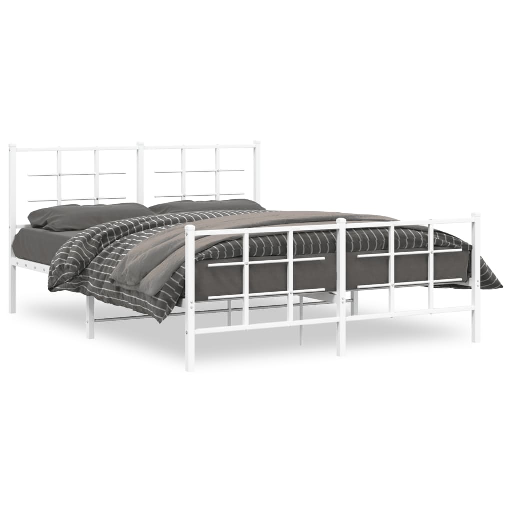 Vidaxl Металлическая Рама Кровати С Изголовьем И Изножьем, Белая, 150X200 См