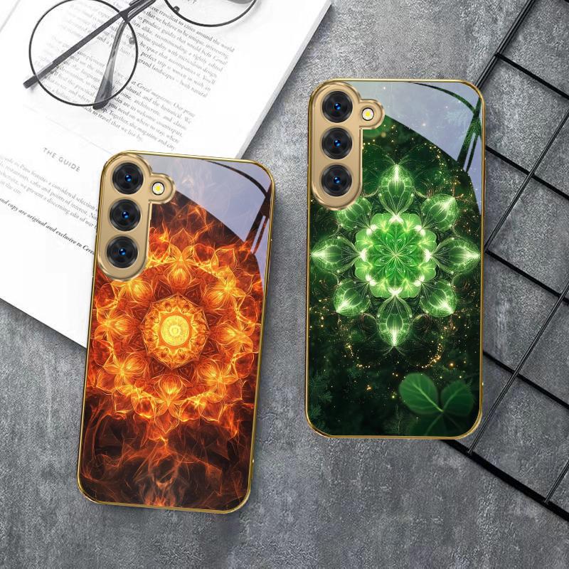 Цветущая золотая мандала Для Samsung Galaxy S26 S20 FE S21 S22 S23 Plus S24 Ultra S25Ultra S21+ S22Plus Золотой стеклянный чехол для телефона
