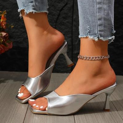 2024 Новые модные однотонные универсальные женские тапочки с открытым носком, туфли с открытым носком, летняя удобная женская обувь Zapatos