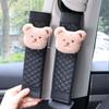 1pc Cute Cartoon Bear Car Seatbelt Cover Leather Seat Belt Harness Cushion Auto Shoulder Strap Protector Pad for Children Kids